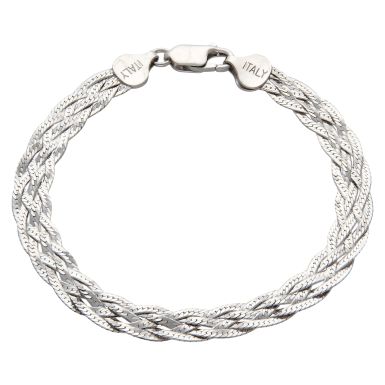 New Sterling Silver 7.5" Woven Herringbone Bracelet