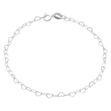 New Sterling Silver 7" Heart Link Bracelet