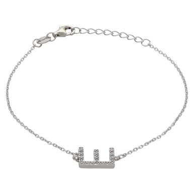 New Sterling Silver Cubic Zirconia Initial E Bracelet