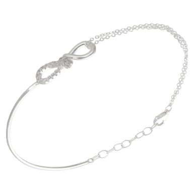 New Sterling Silver Cubic Zirconia Inifinity Bangle Bracelet
