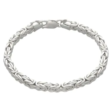 New Sterling Silver 8.5" Square Byzantine Link Bracelet 22g