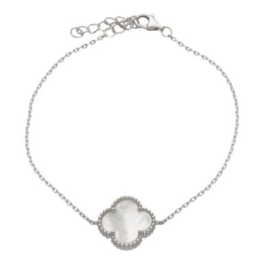 New Sterling Silver Mother Of Pearl Clover Petal Bracelet