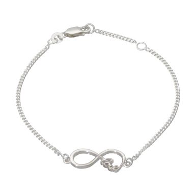 New Sterling Silver Love & Infinity Curb Bracelet