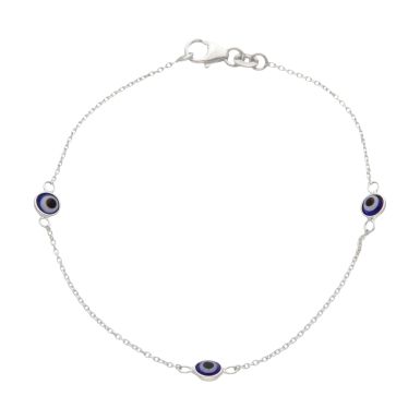 New Sterling Silver 7" Evil Eye Bracelet