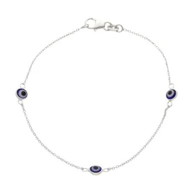 New Sterling Silver 7" Evil Eye Bracelet
