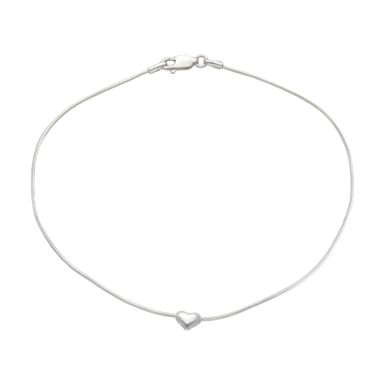 New Sterling Silver 10" Heart Anklet