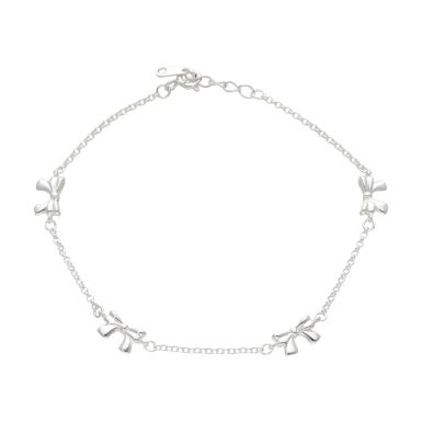 New Sterling Silver Adjustable 7"-7.5" Bow Station Bracelet