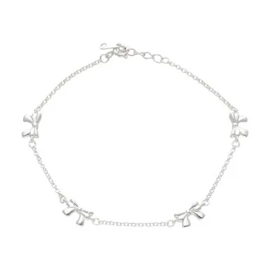 New Sterling Silver Adjustable 7"-7.5" Bow Station Bracelet