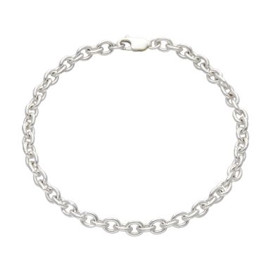 New Sterling Silver 7.5" Solid Oval Belcher Bracelet