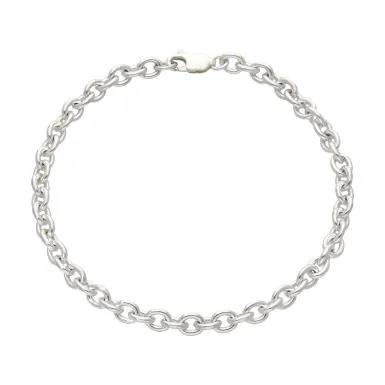 New Sterling Silver 7.5" Solid Oval Belcher Bracelet
