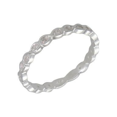 New Sterling Silver Cubic Zirconia Set Infinity Band Ring
