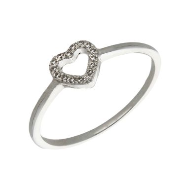 New Sterling Silver Cubic Zirconia Heart Ring