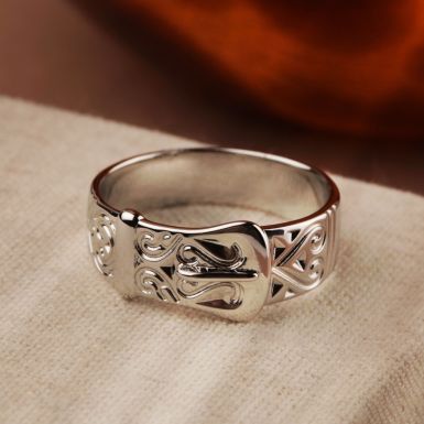 New Sterling Silver Patterned Buckle Ring