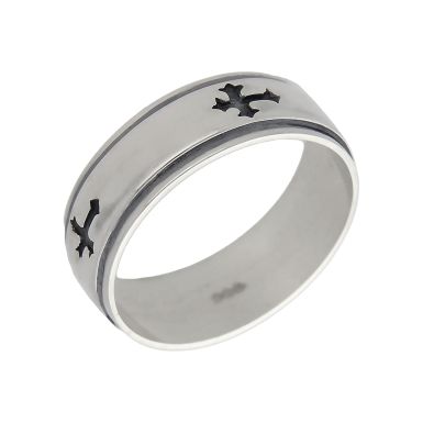 New Sterling Silver Cross Band Ring