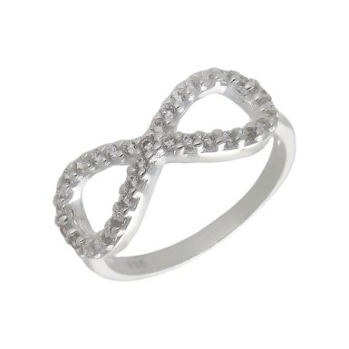 New Sterling Silver Cubic Zirconia Infinity Ring