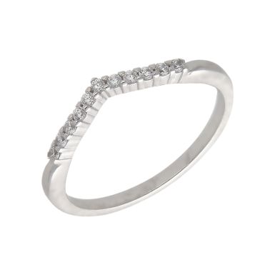 New Sterling Silver Cubic Zirconia Half Wishbone Ring