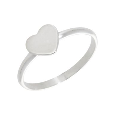 New Sterling Silver Flat Heart Signet Ring