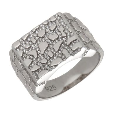 New Sterling Silver Nugget Signet Ring