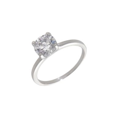 New Sterling Silver Cubic Zirconia Solitaire Ring