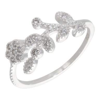 New Sterling Silver Cubic Zirconia Floral Vines Dress Ring