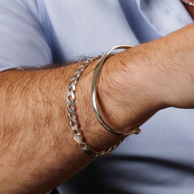 New Sterling Silver 8.5" Gents Solid Curb Bracelet 16.7g