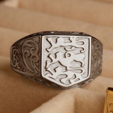 New Sterling Silver 3 Lions England Signet Ring