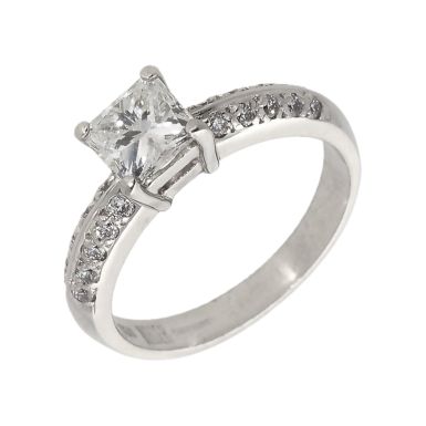 Pre-Owned 14ct White Gold Princess Cut Diamond Solitaire Ring