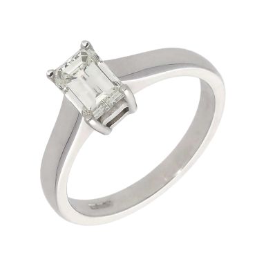 Pre-Owned 18ct Gold 1.02ct Emerald Cut Diamond Solitaire Ring