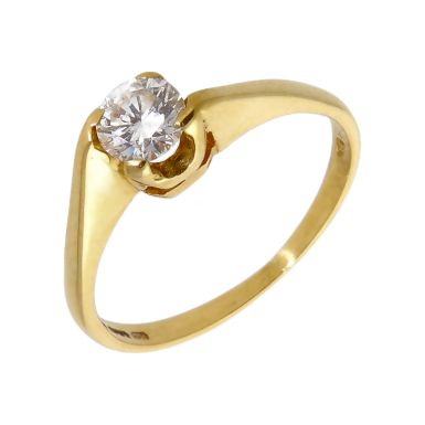 Pre-Owned 18ct Yellow Gold 0.37ct Diamond Solitaire Twist Ring