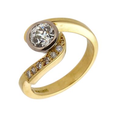 Pre-Owned 18ct Yellow Gold 1.00ct Diamond Solitaire Twist Ring