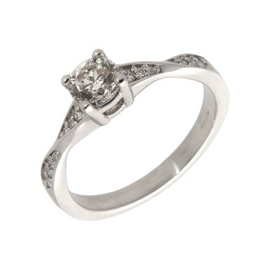 Pre-Owned 18ct White Gold Twist Shoulder Diamond Solitaire Ring