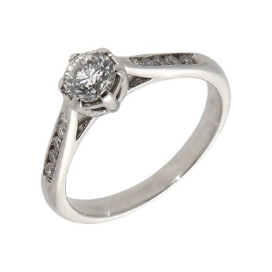 Pre-Owned 18ct White Gold Diamond Solitaire & Shoulders Ring