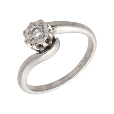 Pre-Owned 9ct White Gold Diamond Solitaire Twist Ring