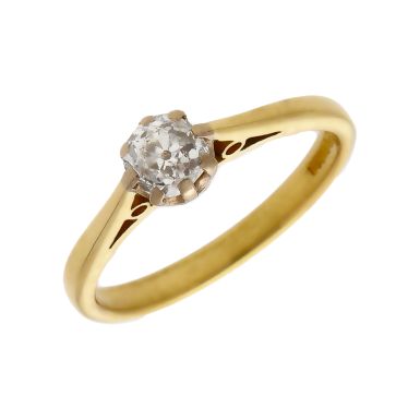 Pre-Owned 18ct Yellow Gold Old Cut Diamond Solitaire Ring