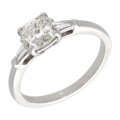 Pre-Owned 14ct White Gold Cushion Cut Diamond Solitaire Ring
