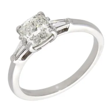 Pre-Owned 14ct White Gold Cushion Cut Diamond Solitaire Ring