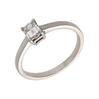 Pre-Owned Platinum 0.50ct Emerald Cut Diamond Solitaire Ring