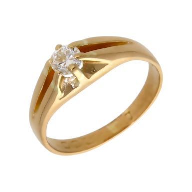 Pre-Owned 14ct Gold Gents 0.37ct Diamond Solitaire Signet Ring