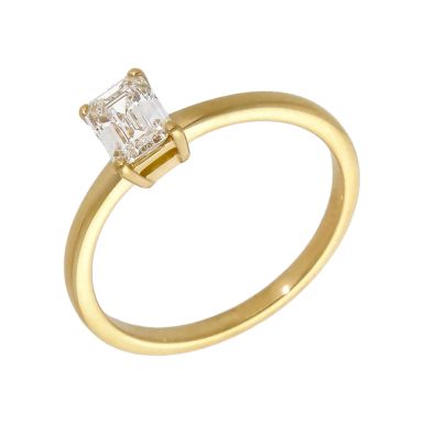 Pre-Owned 18ct Gold 0.64ct Emerald Cut Diamond Solitaire Ring