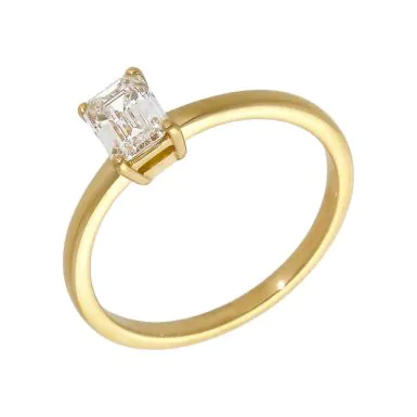 Pre-Owned 18ct Gold 0.64ct Emerald Cut Diamond Solitaire Ring