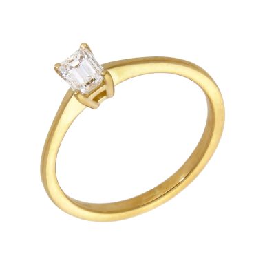 Pre-Owned 18ct Gold 0.50ct Emerald Cut Diamond Solitaire Ring