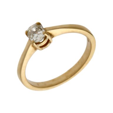 Pre-Owned 9ct Yellow Gold Old Cut Diamond Solitaire Ring