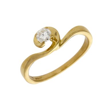 Pre-Owned 18ct Gold 0.25ct Diamond Solitaire Wave Twist Ring