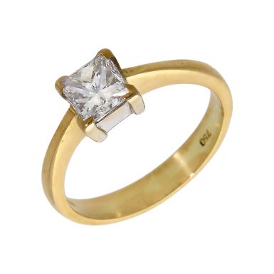 Pre-Owned 18ct Gold 1.02ct Princess Cut Diamond Solitaire Ring