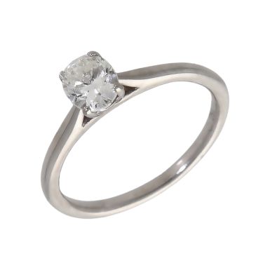 Pre-Owned 18ct White Gold 0.48ct Oval Diamond Solitaire Ring