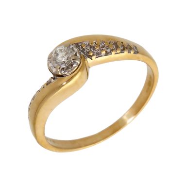 Pre-Owned 18ct Gold Diamond Solitaire & Shoulders Twist Ring