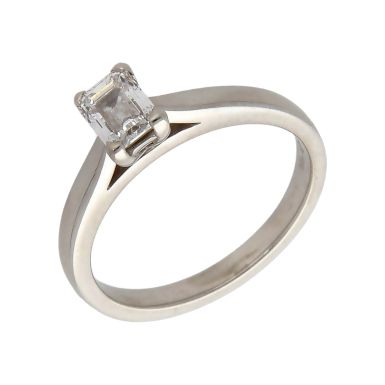 Pre-Owned Platinum 0.60ct Emerald Cut Diamond Solitaire Ring