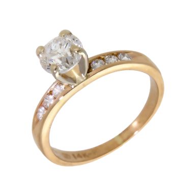 Pre-Owned 14ct Gold 1.04ct Diamond Solitaire & Shoulders Ring