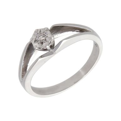 Pre-Owned 9ct White Gold Illusion Set Diamond Solitaire Ring