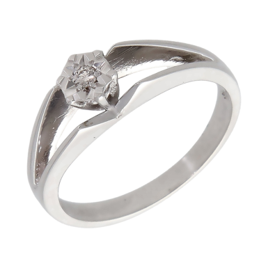 Pre-Owned 9ct White Gold Illusion Set Diamond Solitaire Ring
